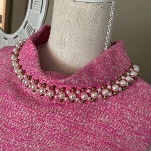 NWOT Lilly Pulitzer 10 Dress Portia Pink Shimmer Pearl Collar Sleeveless Tweed